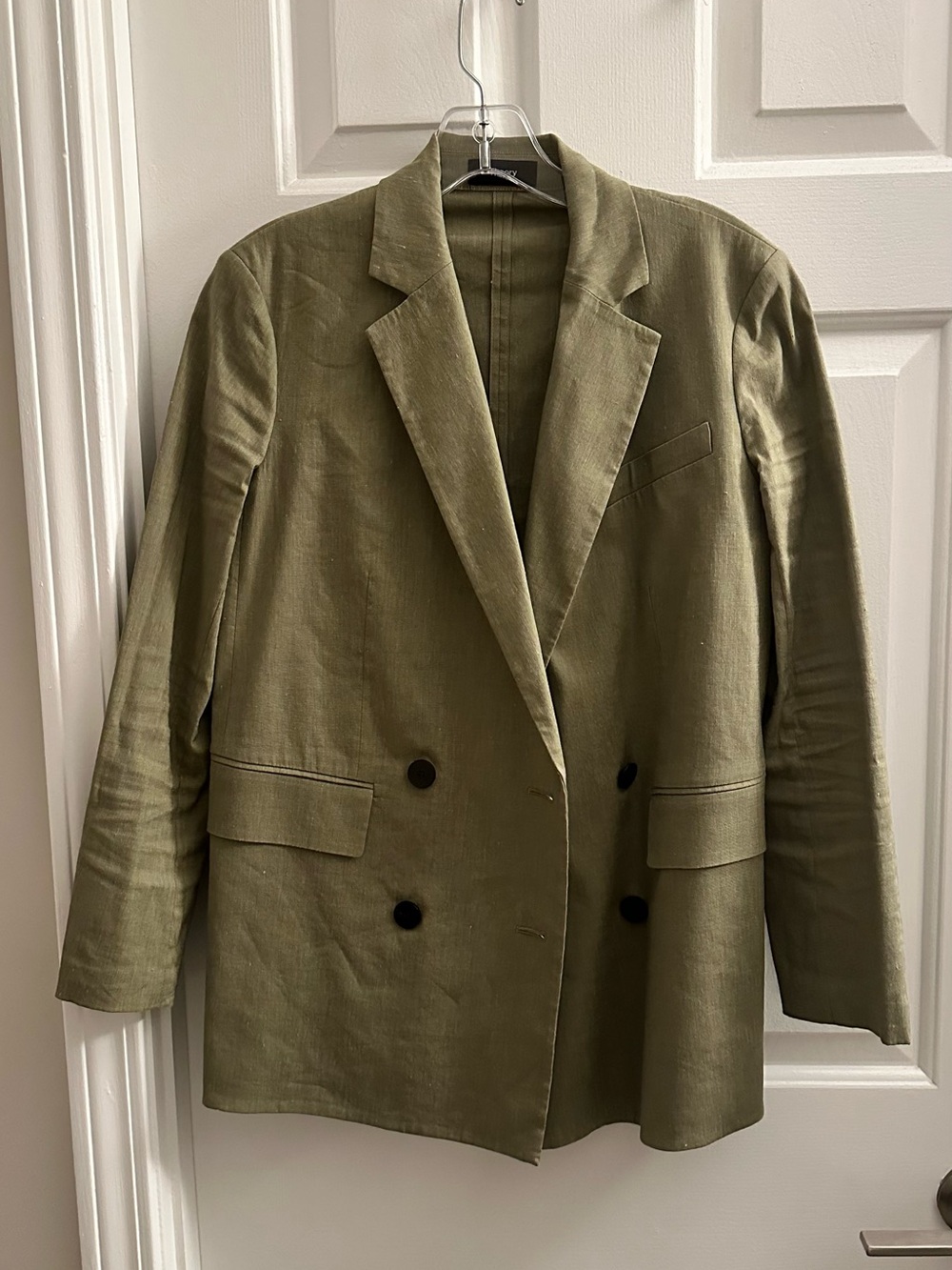 Theory Olive Double-Breasted Blazer